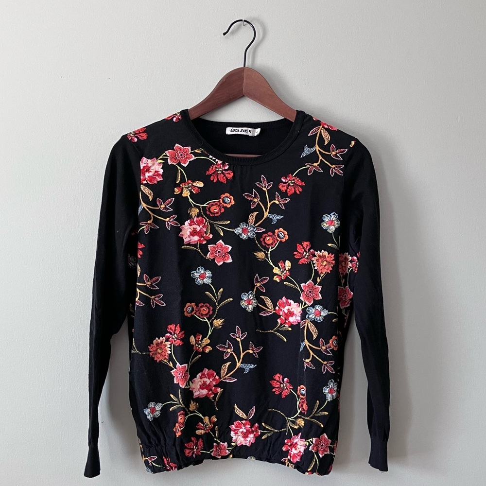 Garcia Jeans Floral Black Women's Top